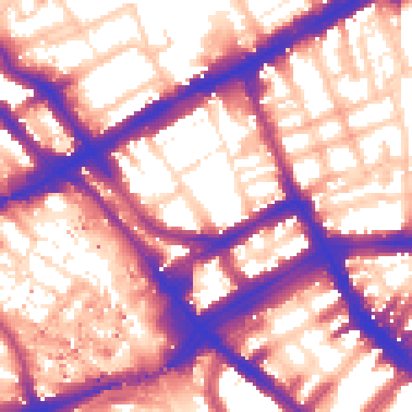 Daytime road noise heatmap for W8 6HS