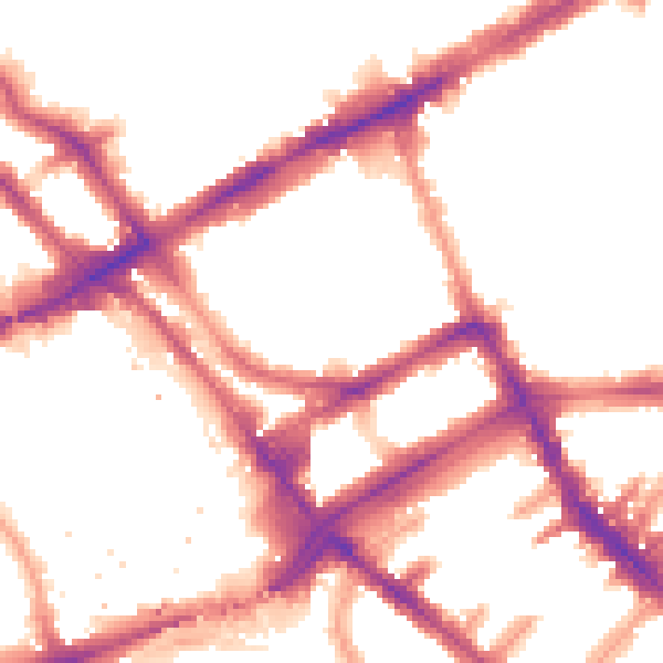 Night-time road noise heatmap for W8 6HS
