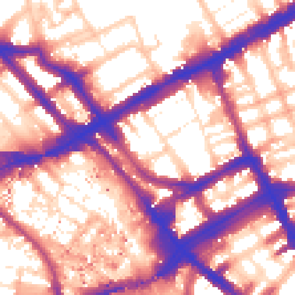 Daytime road noise heatmap for W8 6HX
