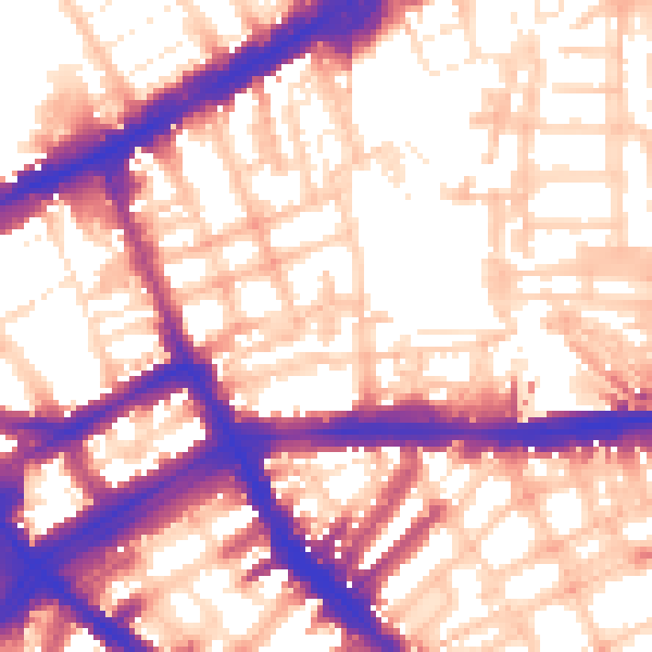 Daytime road noise heatmap for W8 6JP