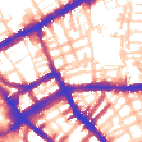 Daytime road noise heatmap for W8 6JW