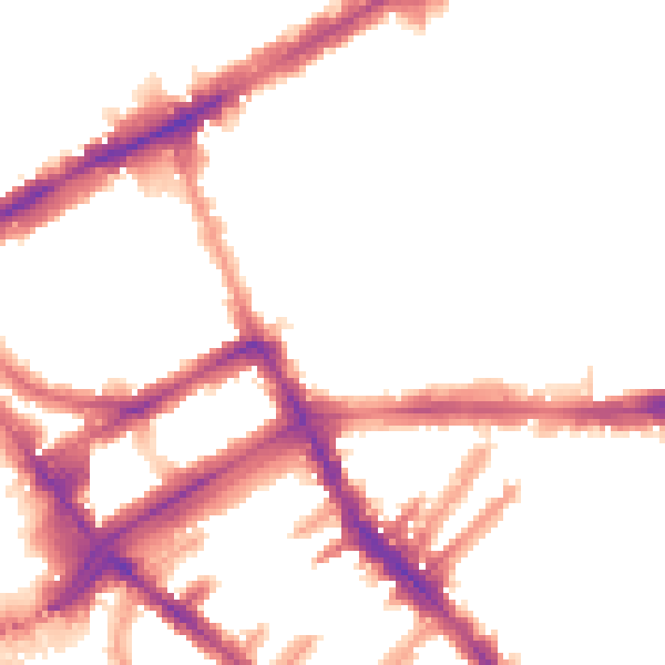 Night-time road noise heatmap for W8 6JW