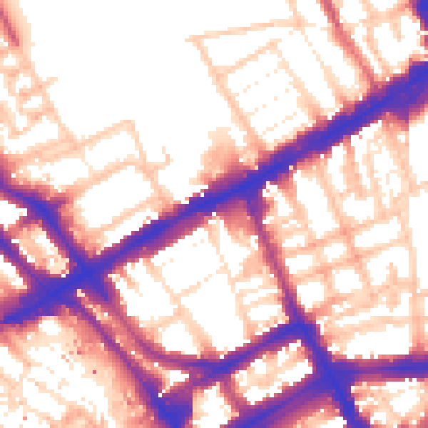 Daytime road noise heatmap for W8 6NL
