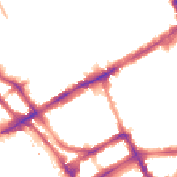 Night-time road noise heatmap for W8 6NL
