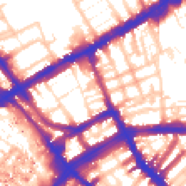 Daytime road noise heatmap for W8 6PA