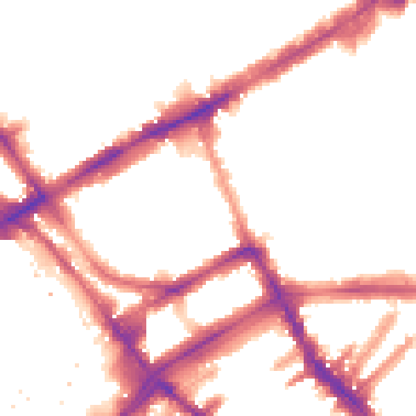Night-time road noise heatmap for W8 6PA