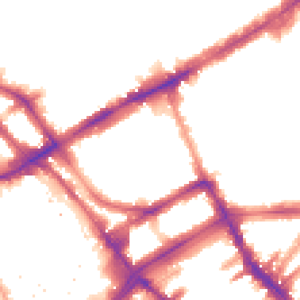 Night-time road noise heatmap for W8 6PF