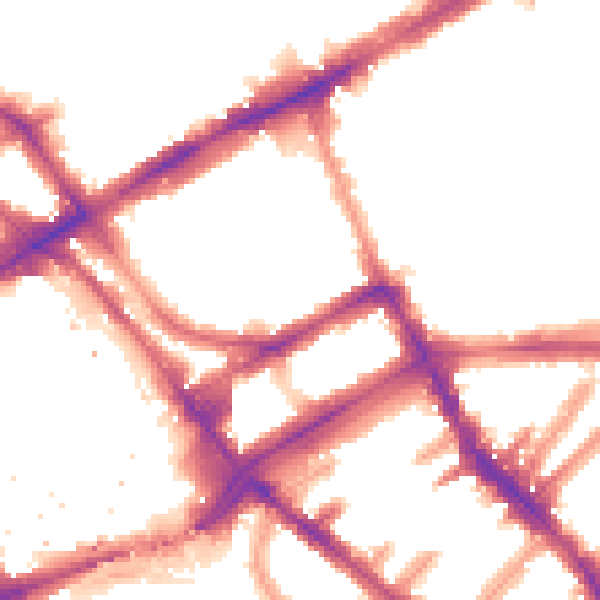 Night-time road noise heatmap for W8 6PG