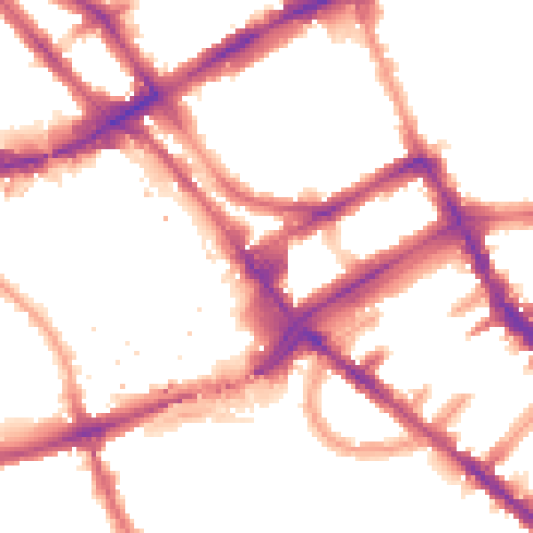 Night-time road noise heatmap for W8 6PH