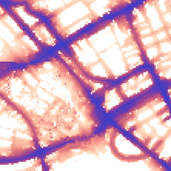 Daytime road noise heatmap for W8 6PL