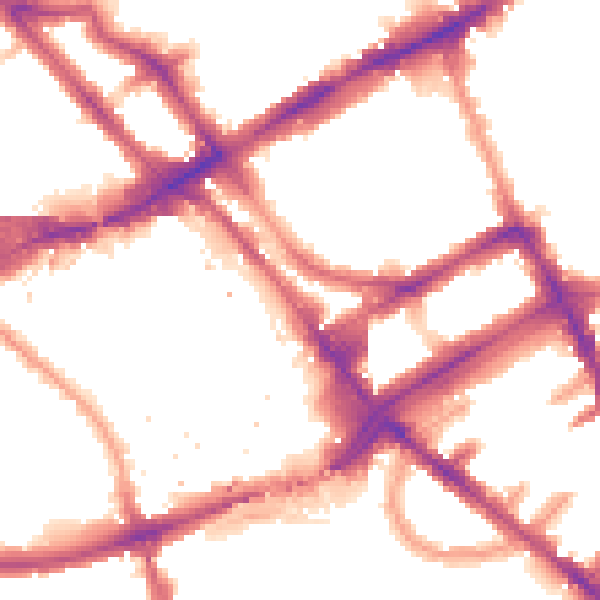 Night-time road noise heatmap for W8 6PL