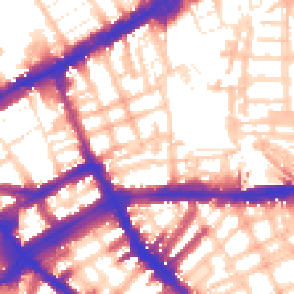 Daytime road noise heatmap for W8 6QF