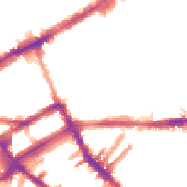 Night-time road noise heatmap for W8 6QF