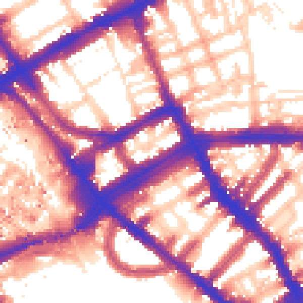 Daytime road noise heatmap for W8 6QP