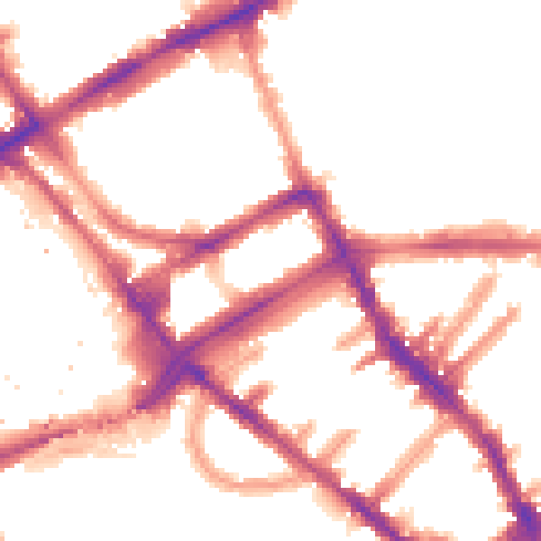 Night-time road noise heatmap for W8 6QP