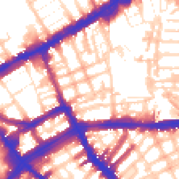 Daytime road noise heatmap for W8 6QY