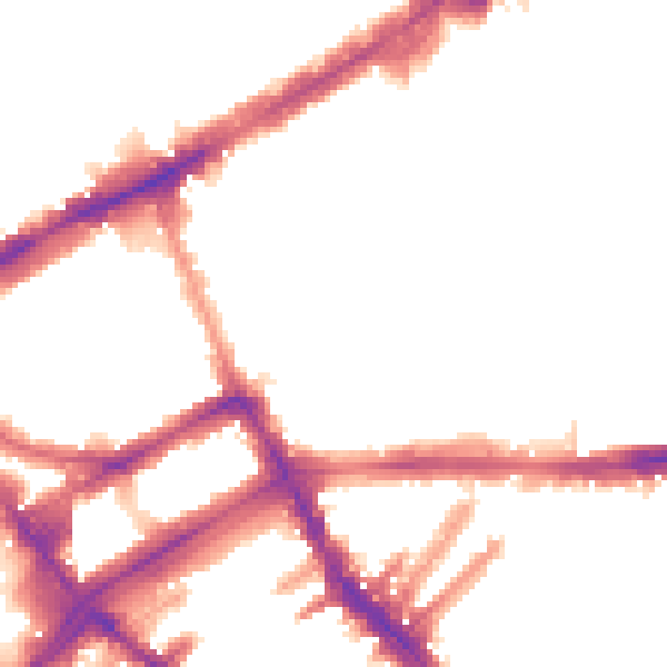 Night-time road noise heatmap for W8 6QY
