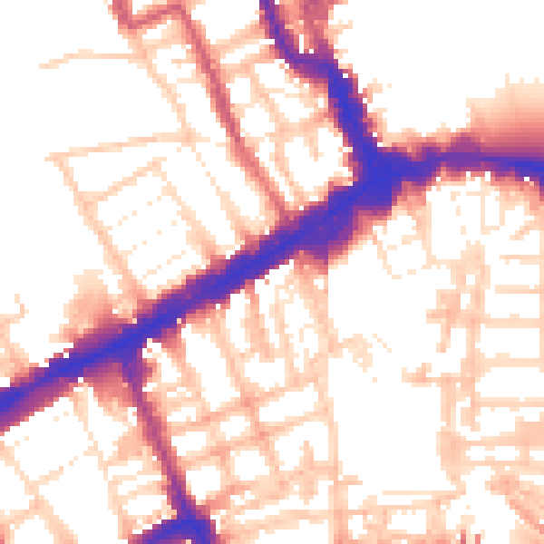 Daytime road noise heatmap for W8 6SU