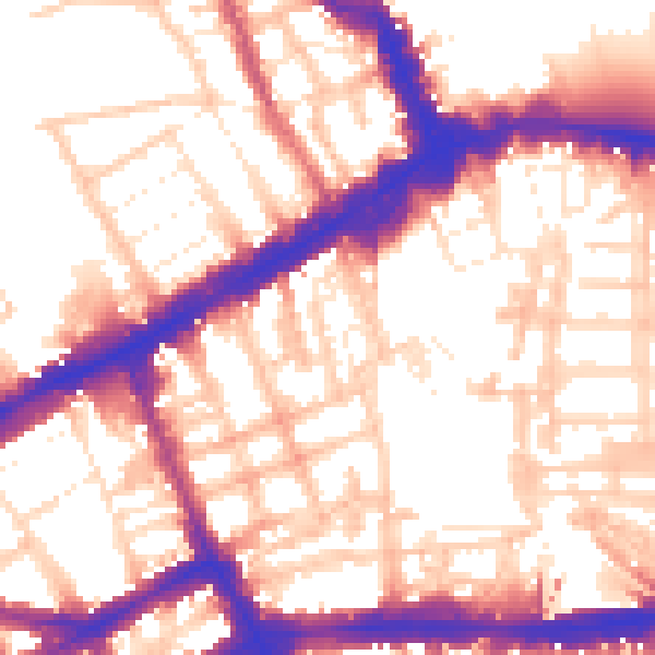 Daytime road noise heatmap for W8 6TL
