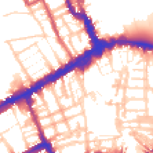 Daytime road noise heatmap for W8 6TY