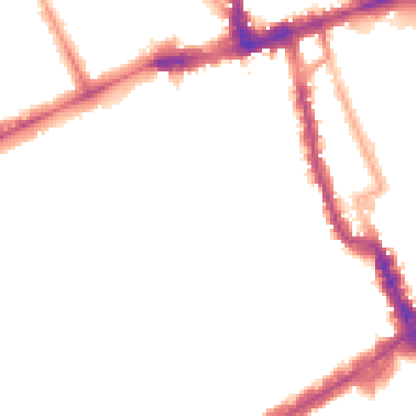 Night-time road noise heatmap for W8 7AJ