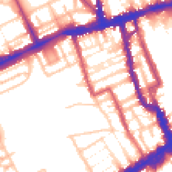 Daytime road noise heatmap for W8 7AL