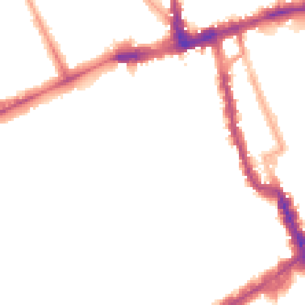 Night-time road noise heatmap for W8 7AL