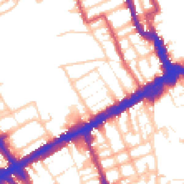 Daytime road noise heatmap for W8 7BP