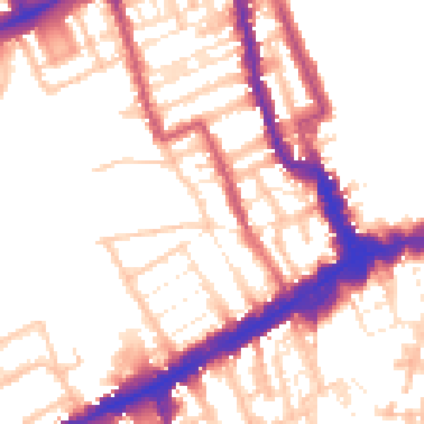 Daytime road noise heatmap for W8 7HX
