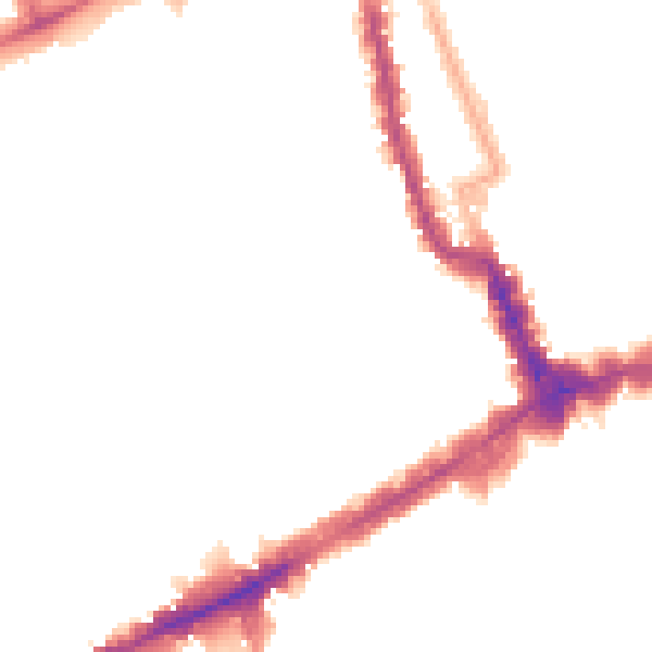 Night-time road noise heatmap for W8 7HX