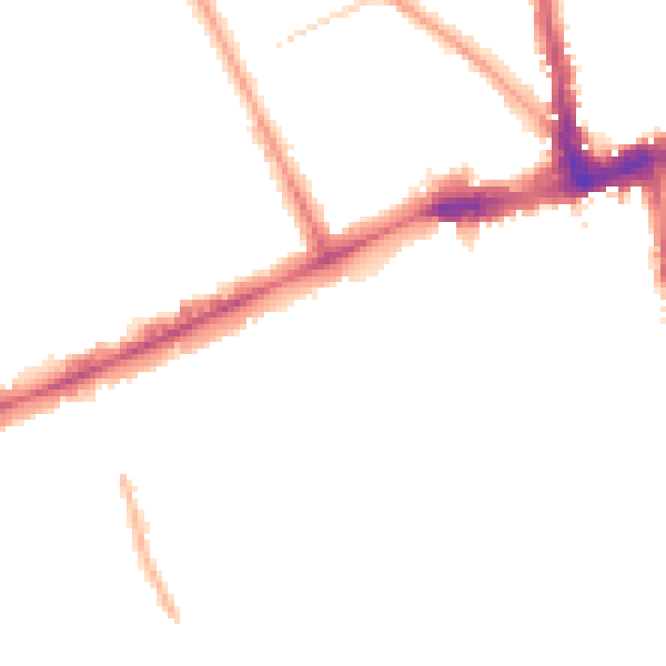 Night-time road noise heatmap for W8 7JJ