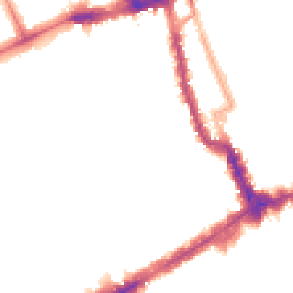 Night-time road noise heatmap for W8 7NU