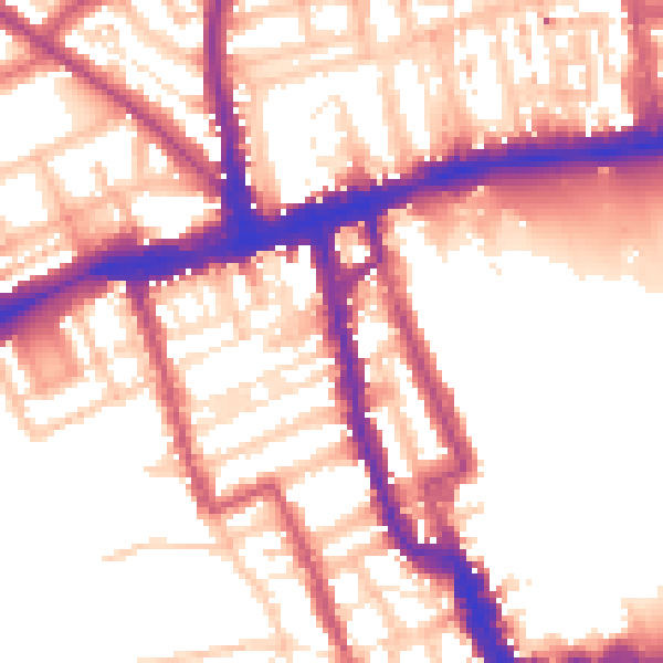 Daytime road noise heatmap for W8 7PL