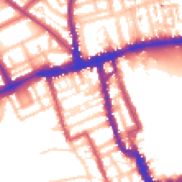 Daytime road noise heatmap for W8 7PN