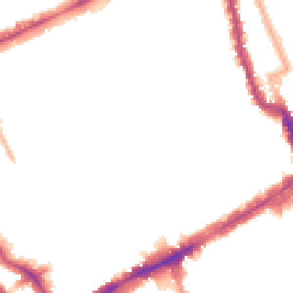 Night-time road noise heatmap for W8 7QH
