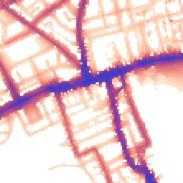 Daytime road noise heatmap for W8 7SN