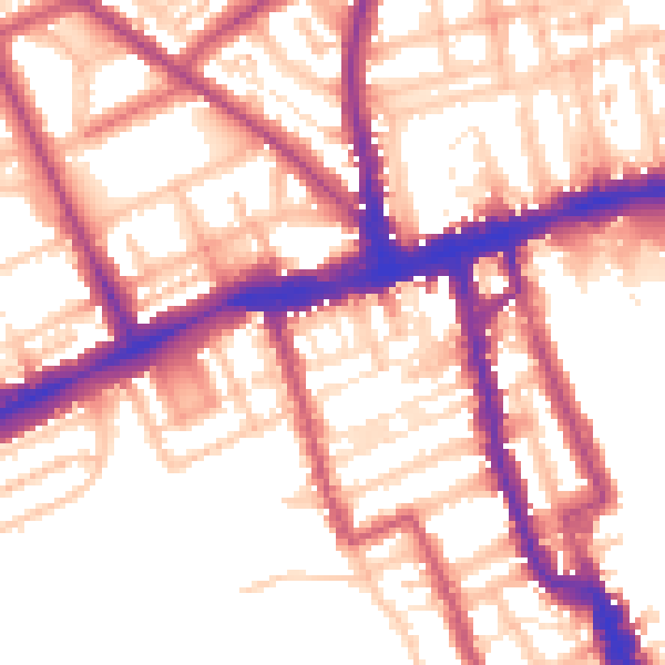 Daytime road noise heatmap for W8 7SU