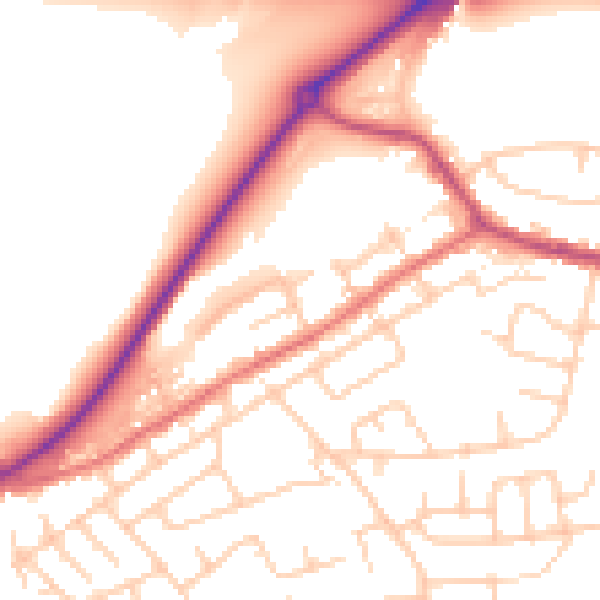 Daytime road noise heatmap for WA11 0AT