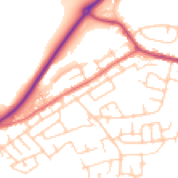 Daytime road noise heatmap for WA11 0BL