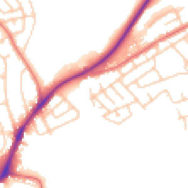 Daytime road noise heatmap for WA11 0DD