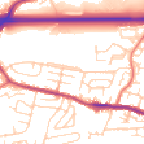 Daytime road noise heatmap for WA11 0HF