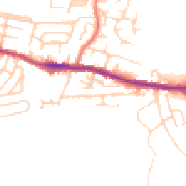 Daytime road noise heatmap for WA11 0JL