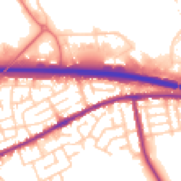 Daytime road noise heatmap for WA11 0LS