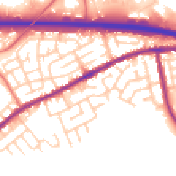 Daytime road noise heatmap for WA11 0US