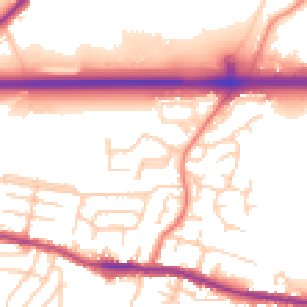 Daytime road noise heatmap for WA11 0XB