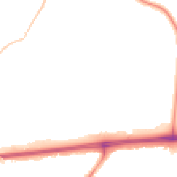 Night-time road noise heatmap for WA11 7ET