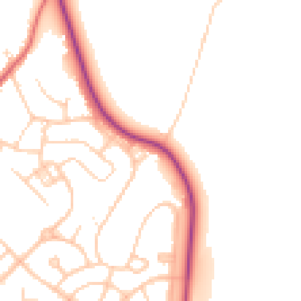 Daytime road noise heatmap for WA11 7PE