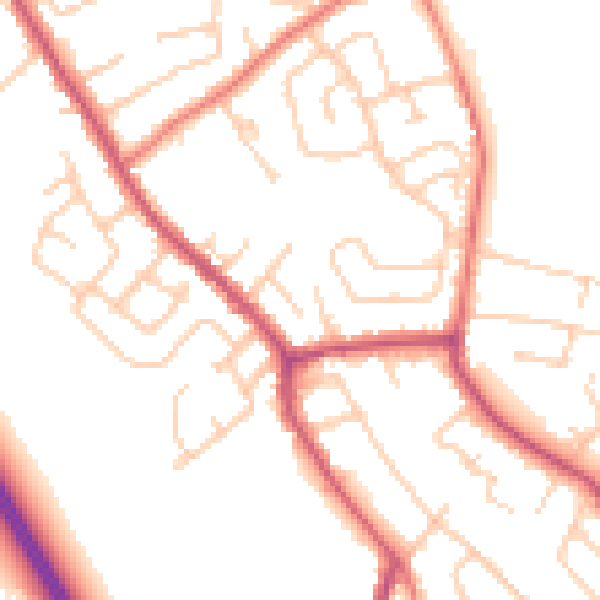 Daytime road noise heatmap for WA11 8BX