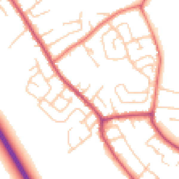Daytime road noise heatmap for WA11 8BY