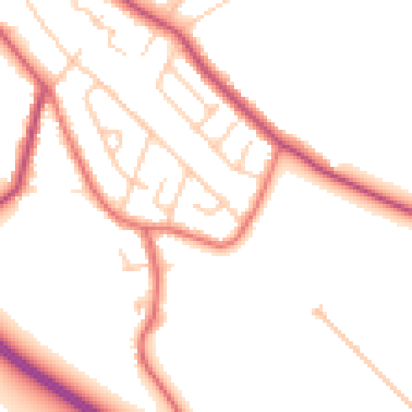 Daytime road noise heatmap for WA11 8EJ